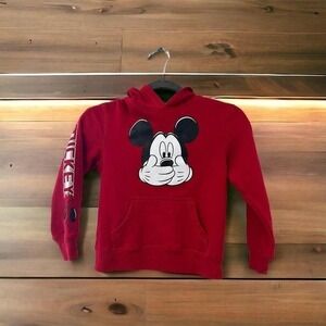 Kids Red Mickey Mouse Hoodie Sweatshirt Long Sleeve Graphic Print Size S/P